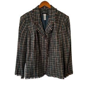 NWT Sag Harbor Woman Vintage Multicolor Tweed Button Front Jacket Womens 20W